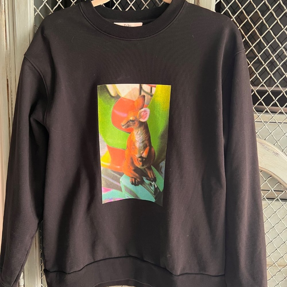 Tibi graphic sweatshirt, black, S, $55. Like new.